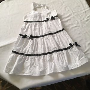 NWT PINKY Girl's White Dress with Polka Dot Trim
